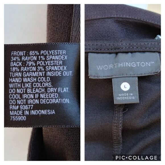 Worthington Peplum Embellished Black Top Size L - Picture 12 of 14